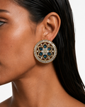 Emmy Aqua Floral Diamond Stud Earrings