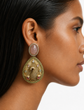 Ziya Pink Peacock Statement Earrings