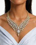 Rosha Moissanite Polki Kundan Necklace Set (Necklace & Earrings)