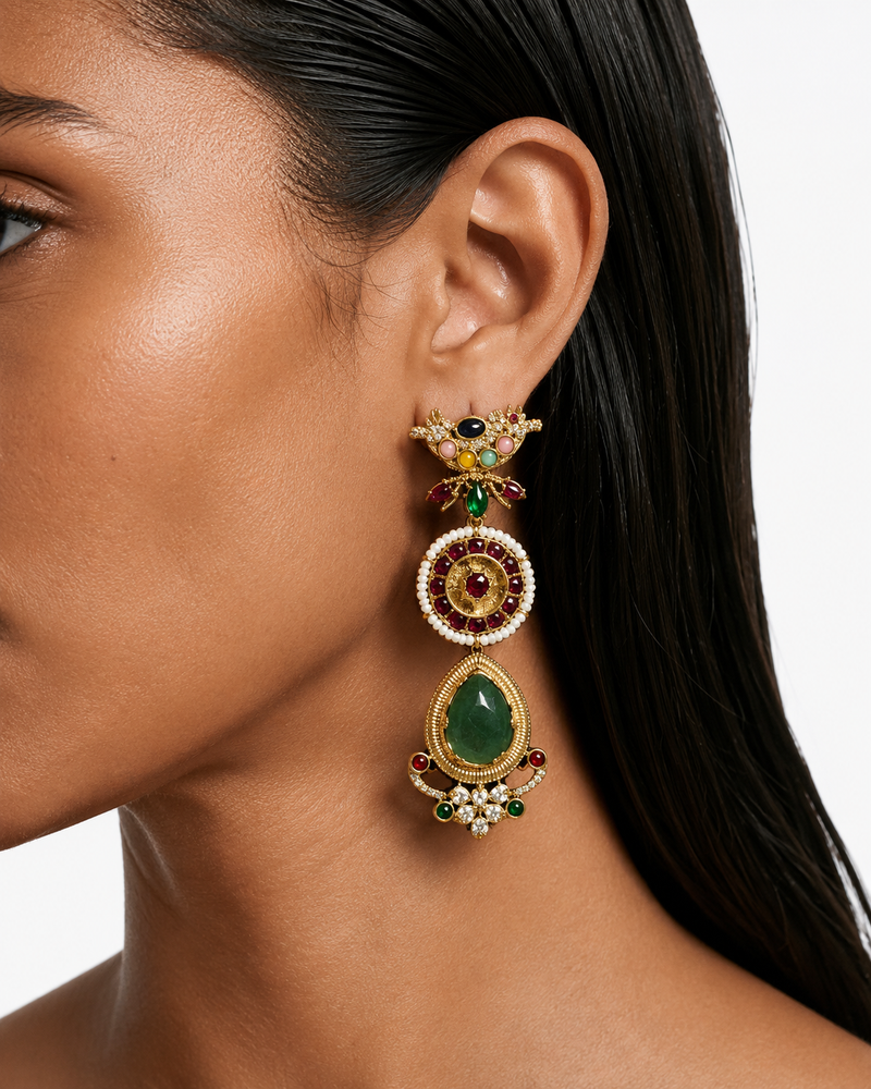 Yara Multicolour with Zircon Diamond Detailing Necklace set ( Necklace & Earring )