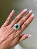 Oval Emerald Diamond Rim Cocktail Ring by Prerto — Indian & Arab wedding jewellery