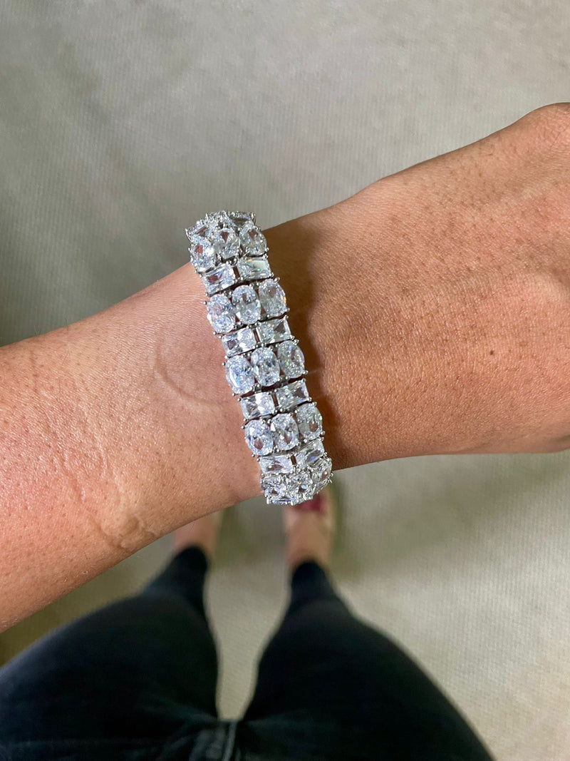 Oval & Baguette Diamond Crystal Bracelet by Prerto — Indian & Arab wedding jewellery