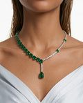 Amani Emerald Diamond-Like Zircon Drop Pendant Necklace Set by Prerto