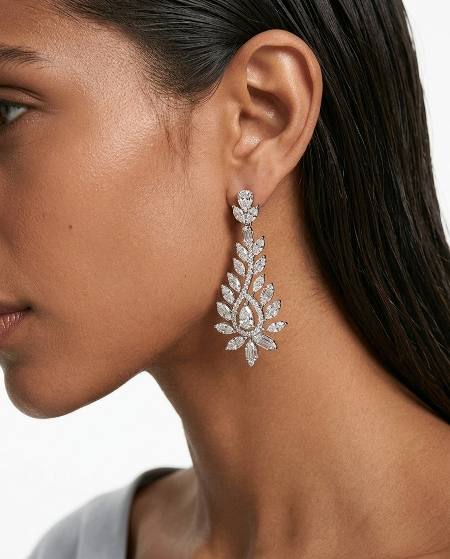 Maharani Heart Diamond & Hiba Zircon Compressed Duo Necklace Set — detail view — Prerto