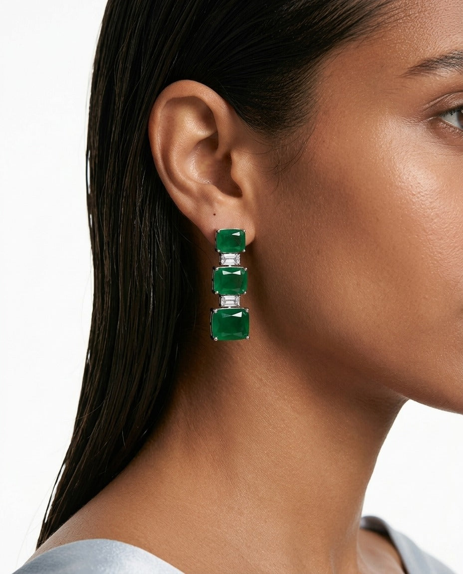 Maharani Dima Emerald & Basma Emerald Diamond Duo Necklace Set — styled view — Prerto