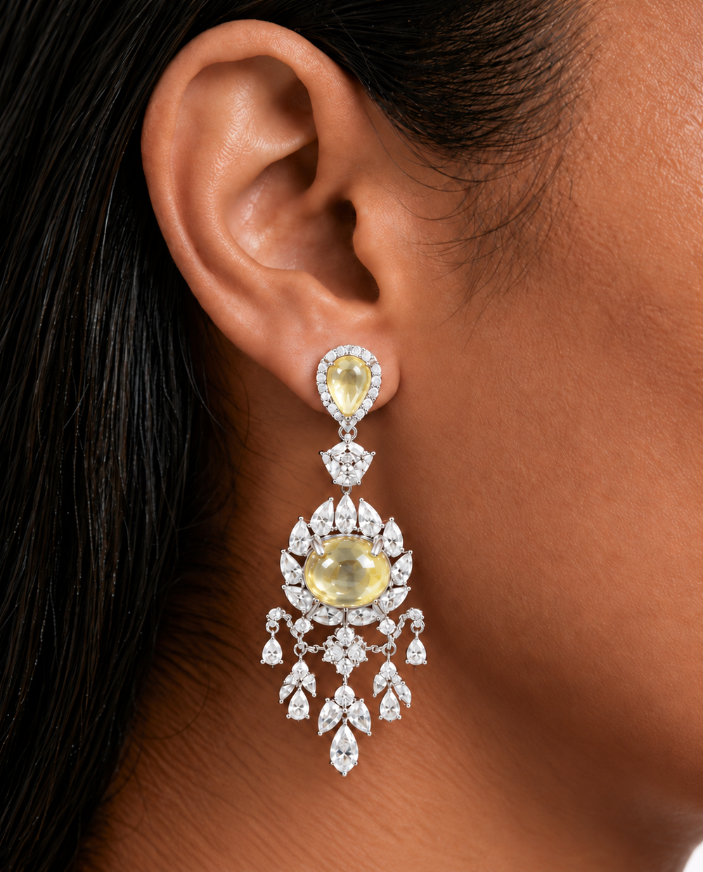 Vionne Citrine Pale Lemon Earring Close-Up