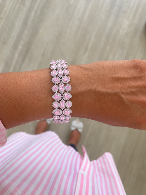Elva Pink Diamond-Like Zircon Floral Bracelet