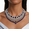Maharani Sabelle Sapphire Baguette & Teardrop Diamond-Like Zircon & Areziya Sapphire Leaf Diamond-Like Zircon Necklace Set (2 Necklaces & 2 Earrings)