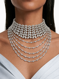 Maharani Lunette Multi Layered & Heart & Diamond Necklace Set (2 Necklace & 2 Earrings)