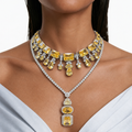 Maharani Della Citrine Drop Pendant & Amalina Citrine Luxe Couture Statement Necklace Set (2 Necklace & 2 Earrings)