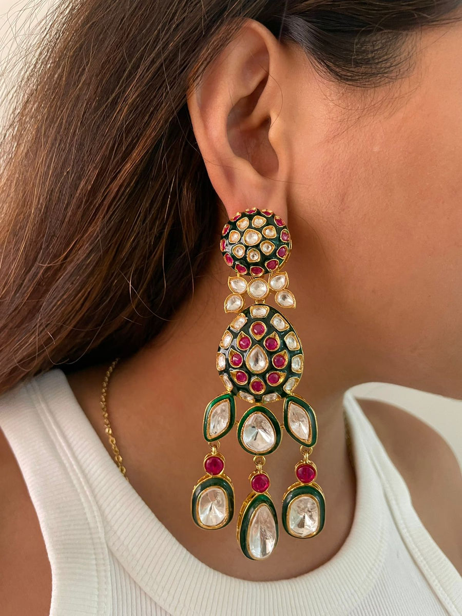 Maharani Premila Kundan Statement Necklace Set (Necklace, Earrings & Mang Tika)