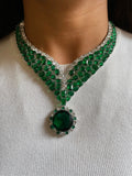 Ramona Emerald Diamond Statement Necklace Set — front view — Prerto