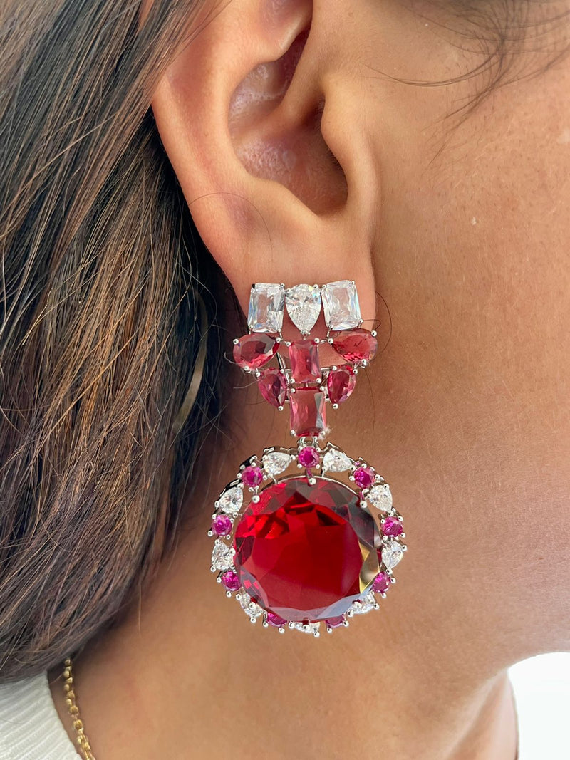 Ramona Ruby Diamond Statement Necklace Set — worn on model — Prerto