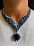 Ramona Sapphire Diamond Statement Necklace Set — front view — Prerto