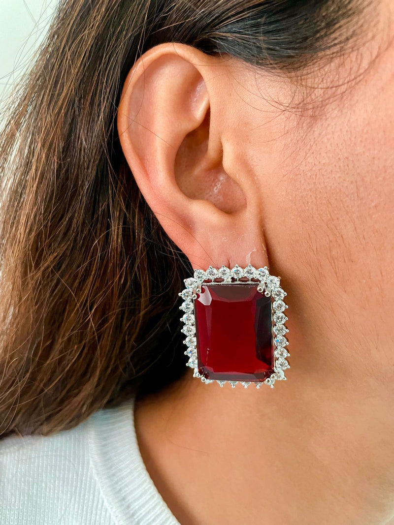 Ruby Appliqué Dimonte Choker Necklace Set — worn on model — Prerto