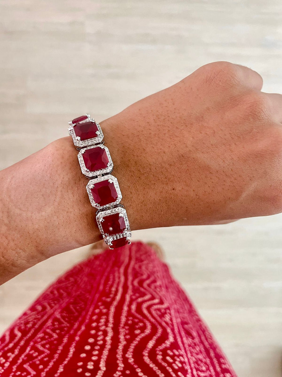 Ruby Cuboid Tennis Bracelet