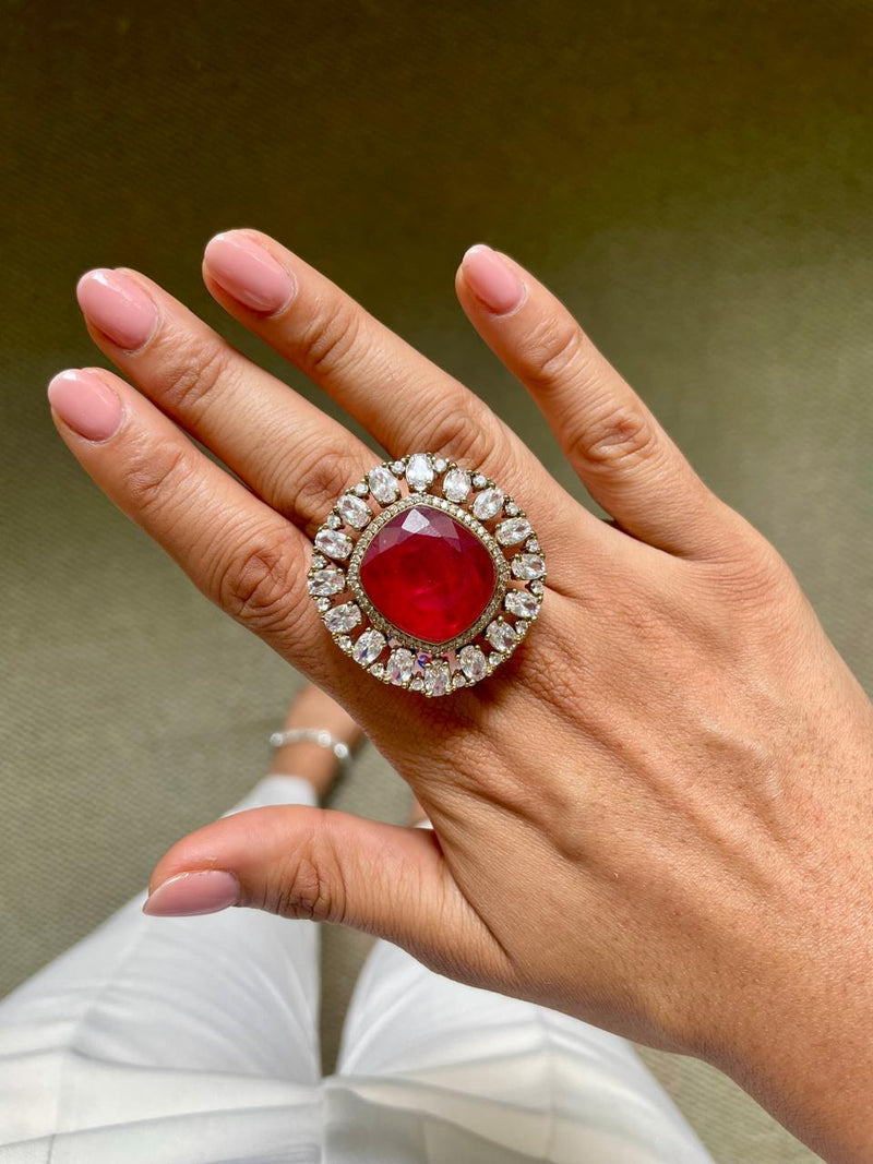 Ruby Diamond Statement Cocktail Ring by Prerto — Indian & Arab wedding jewellery