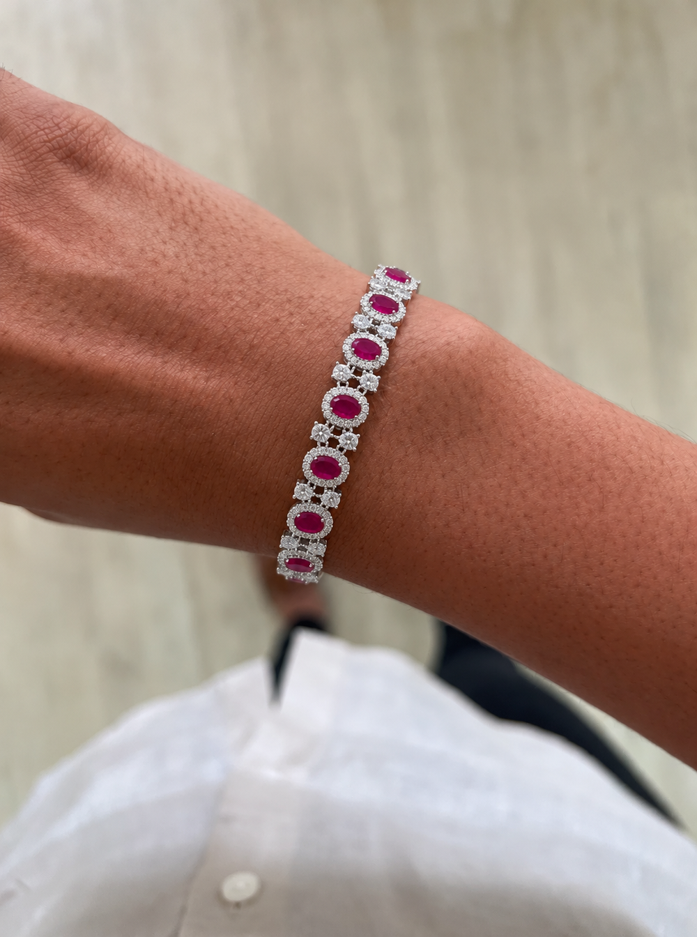 Bracelet de tennis Lumi Ruby Diamond-Like Zircon