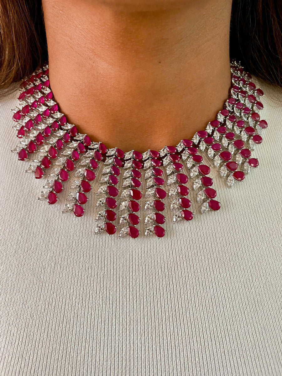 Ruby Dimonte Fall Necklace Set (Necklace & Earrings)