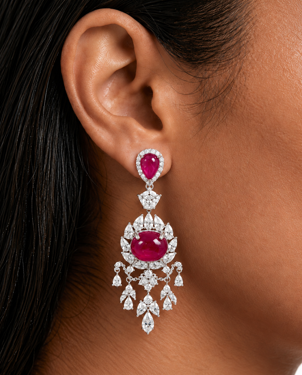 Vionne Ruby Earring Close-Up