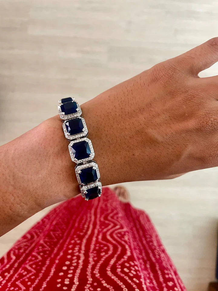 Single Line Sapphires Marquis & Sapphire Drop Duo Necklace Set — styled view — Prerto