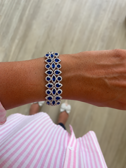 Elva Sapphire Diamond-Like Zircon Floral Bracelet