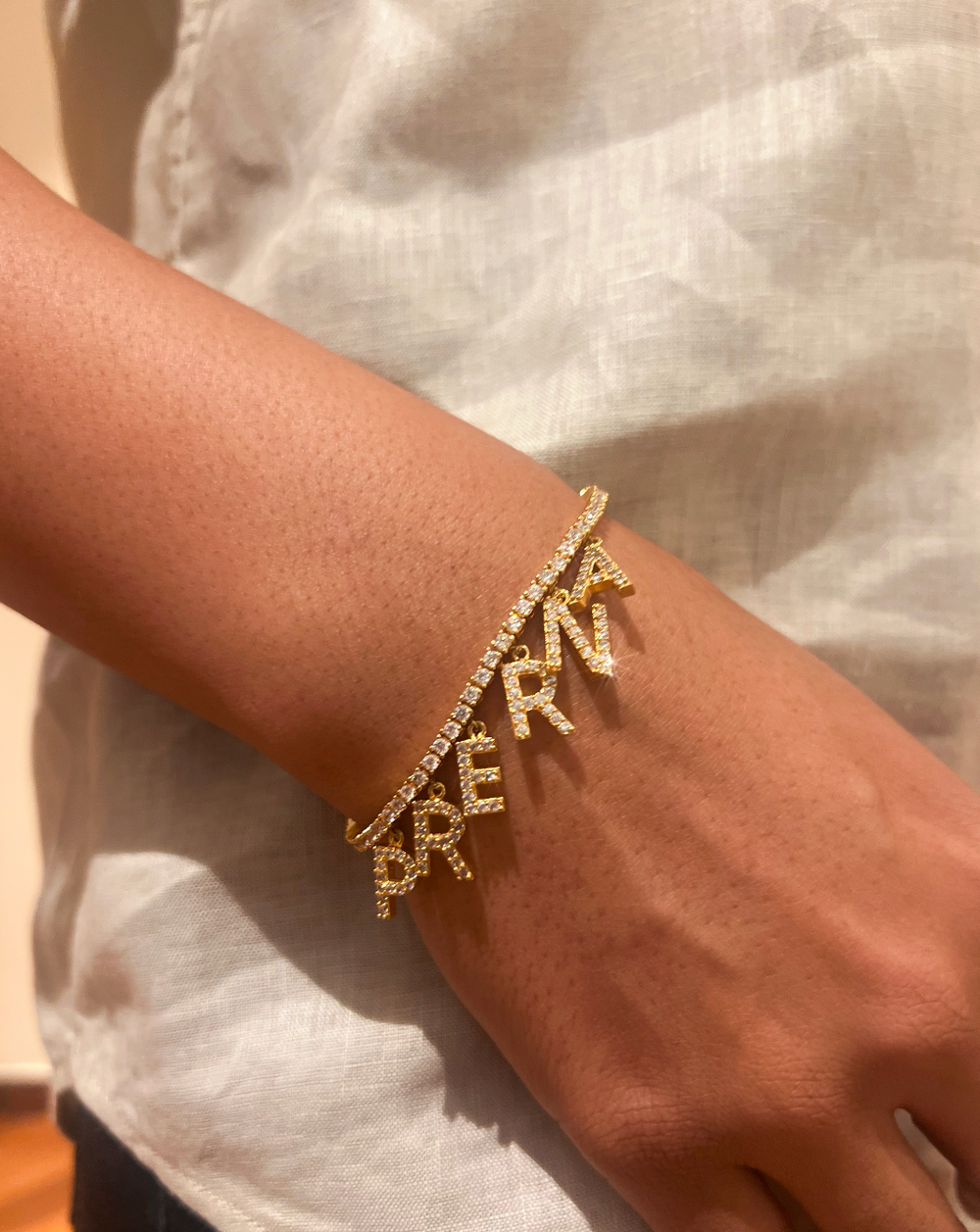 Personalised Diamond Studded Name Bracelet by Prerto — gifting jewellery