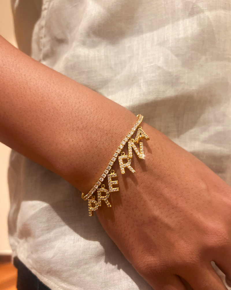 Personalised Diamond Studded Name Bracelet by Prerto — gifting jewellery