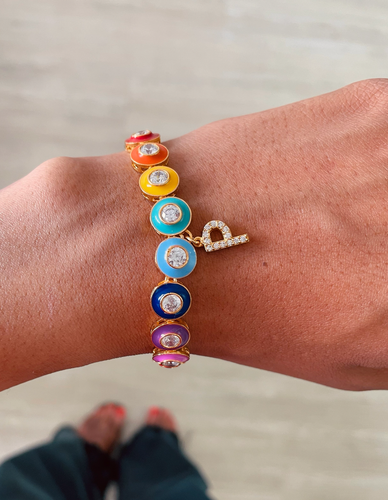 Personalised Brighter than the Rainbow Single Letter Bracelet by Prerto — gifting jewellery