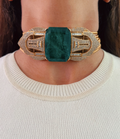 Celeste Majestic Emerald Moissanite Couture Choker Necklace Set — front view — Prerto
