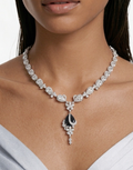 Layali Sapphire Drop Diamond-Like Zircon Statement Necklace Set (Necklace & Earrings)