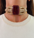 Celeste Majestic Ruby Moissanite Couture Choker Necklace Set — front view — Prerto