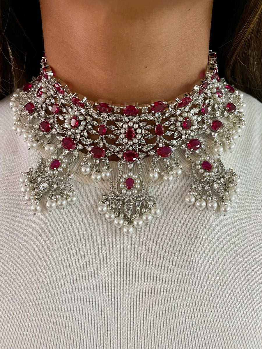 Ruby Infinite Orchid Diamond Collar Set (collar y aretes)