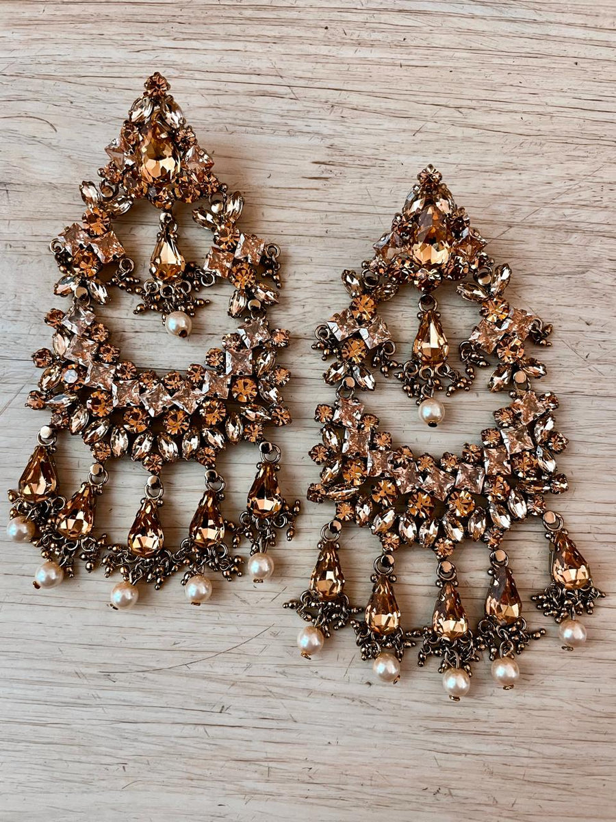 Boucles d'oreilles chromées de champagne