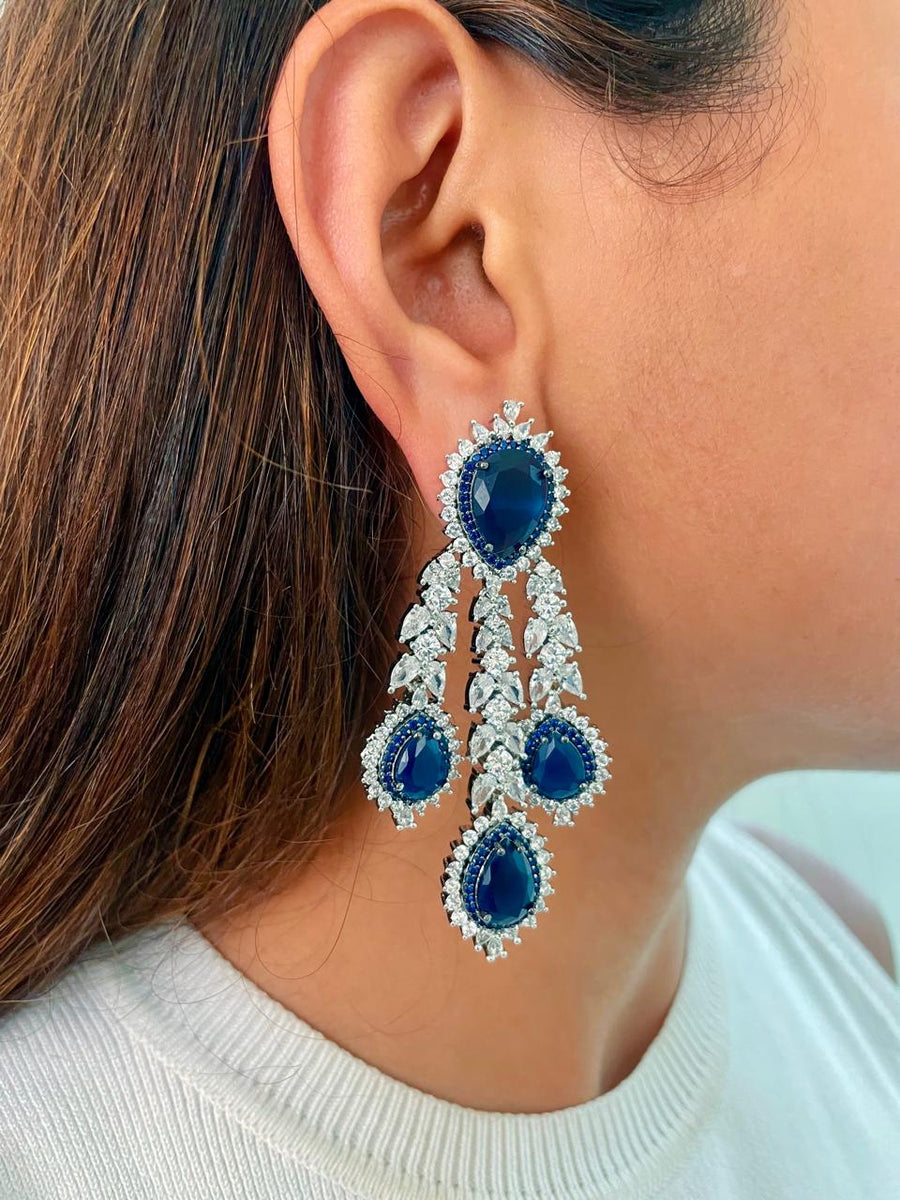 Maharani Sapphire Tear Drop Drop Joyelle Dimonte Line Collier (Collier et boucles d'oreilles)