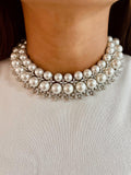 Pearly Silver Dimonte Floret Necklace & Earrings Set by Prerto — bridal jewellery