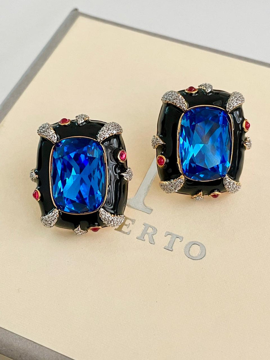 Zwart email Dimonte Ocean Studs