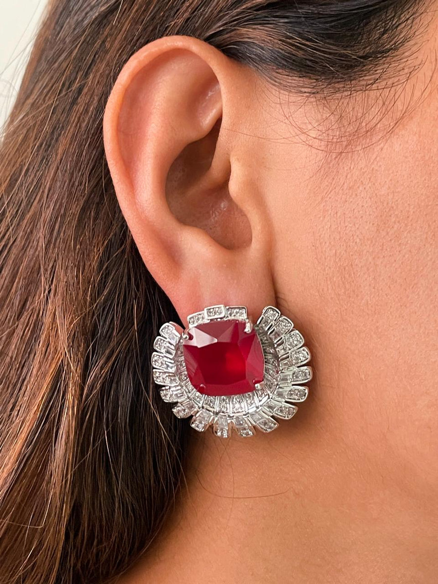 Crececent Ruby Dimonte Studs