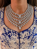 5 Layer Dimonte Multi Tear Drops Statement Necklace Set — front view — Prerto