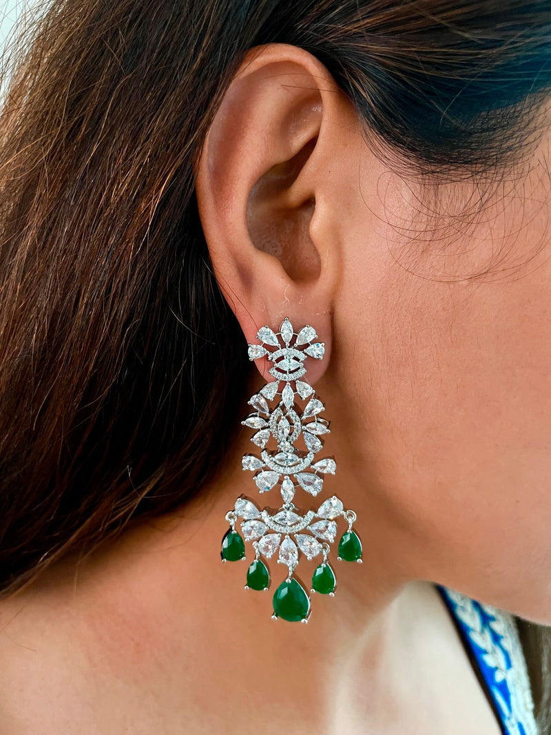 3 Grande Layer Dimonte & Emerald Necklace Set — worn on model — Prerto