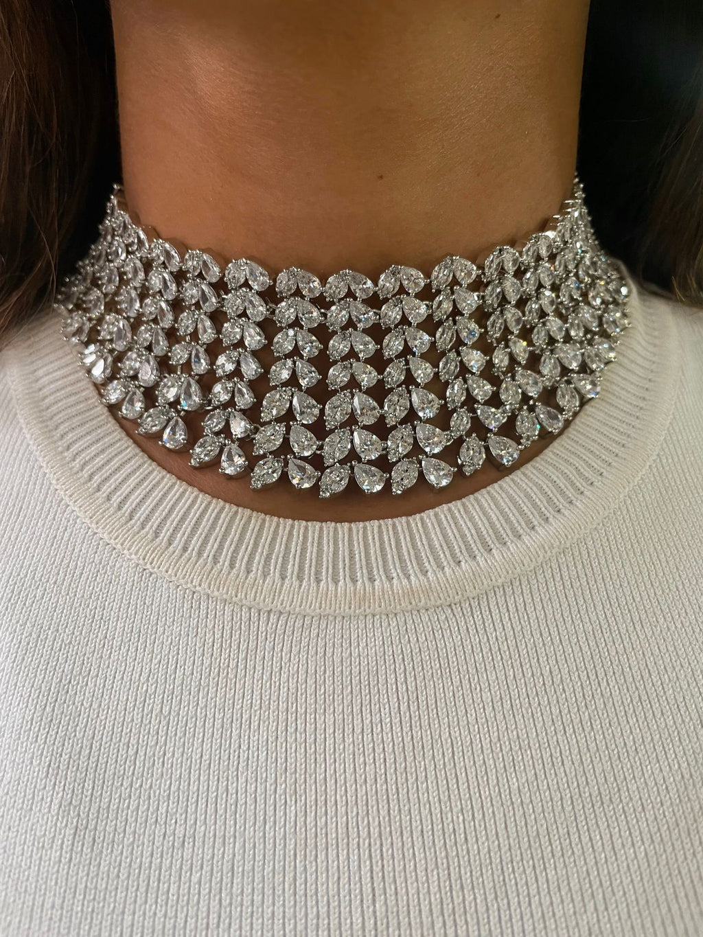 Heart & Diamond Necklace Set — front view — Prerto