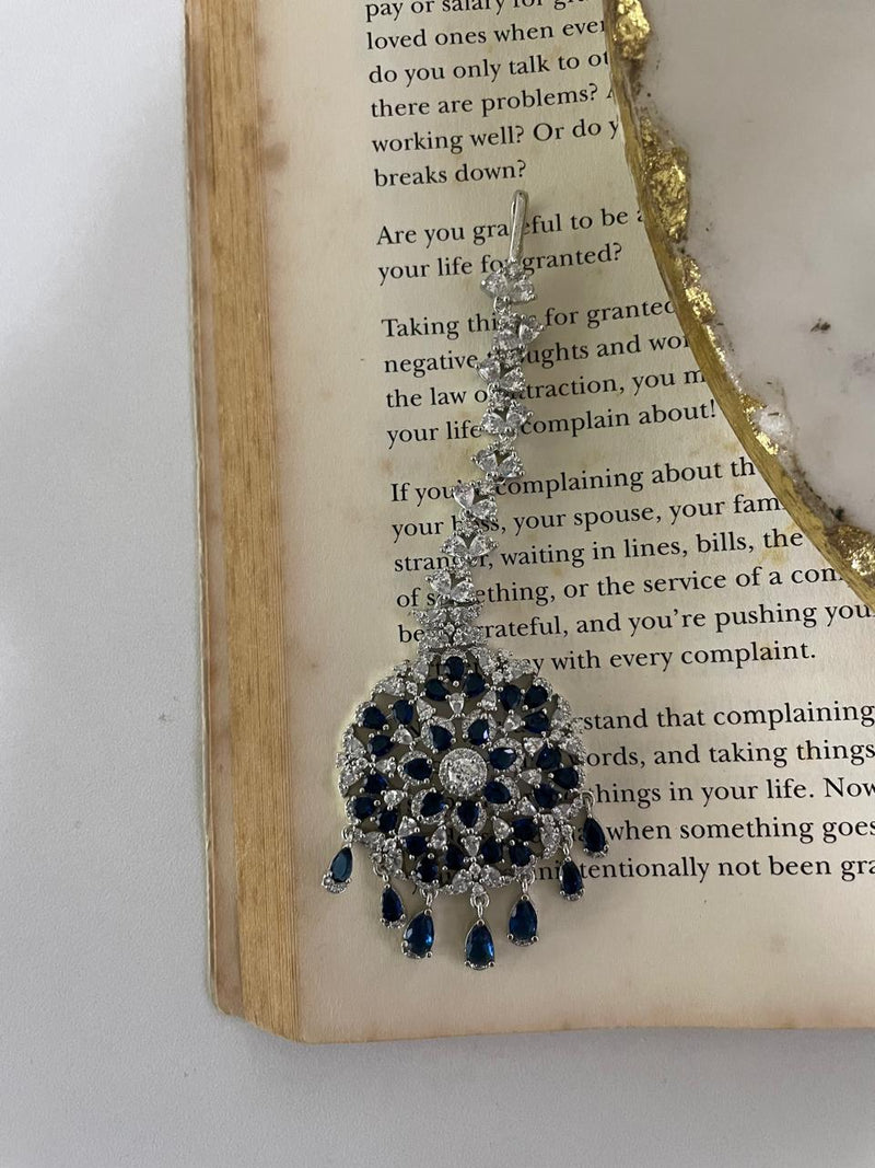 Gahri Sapphire Diamond Floret Drop Necklace Set — detail view — Prerto