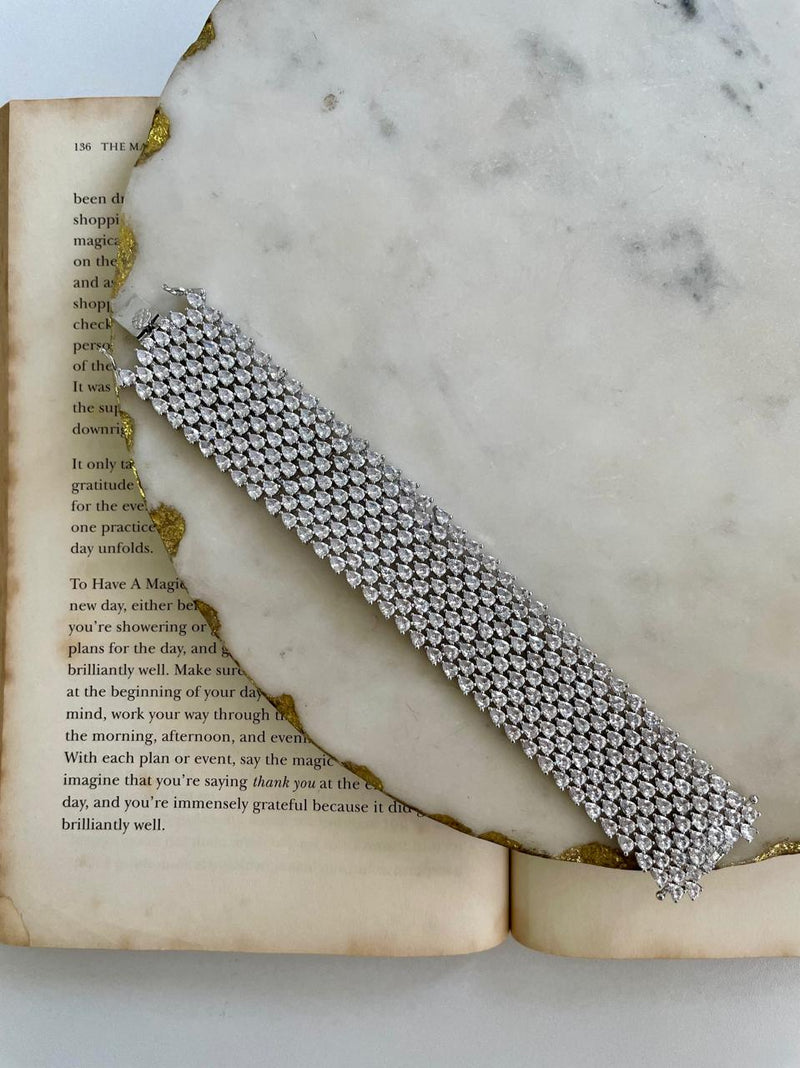 Tear Drop Diamond Crystal Bracelet by Prerto — worn on wrist
