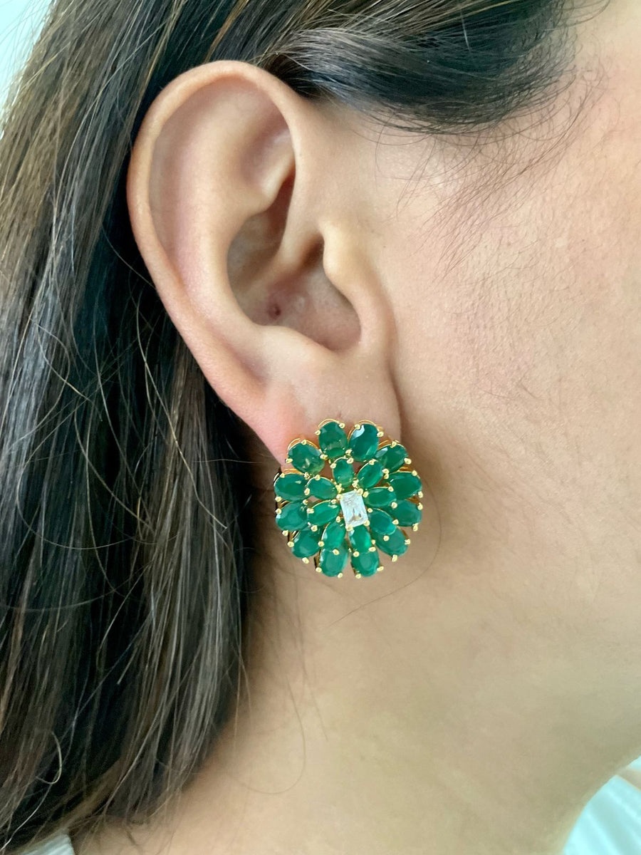 Emerald Kate Diamond Golden Finish Necklace Set (Necklace & Earrings)