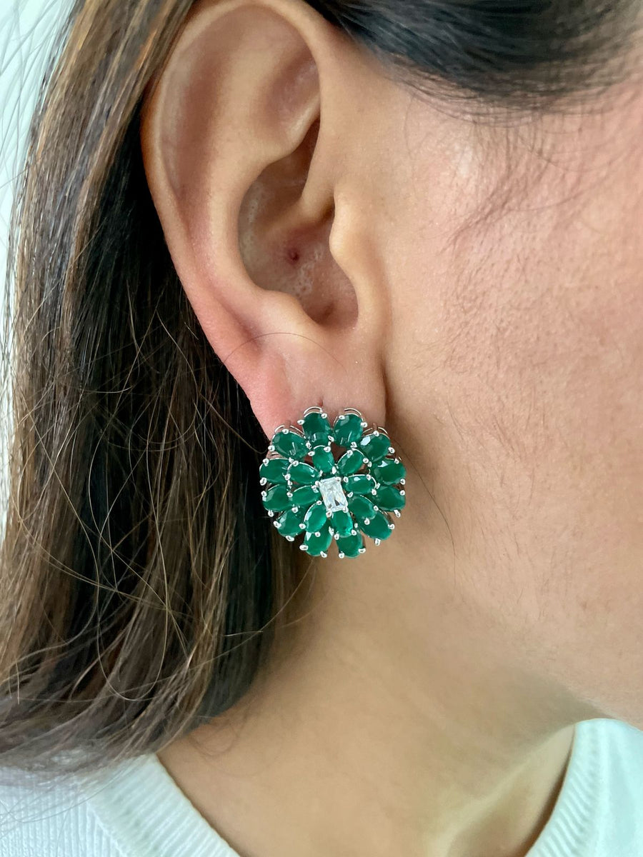 Emerald Kate Diamond Silver Finish Necklace Set