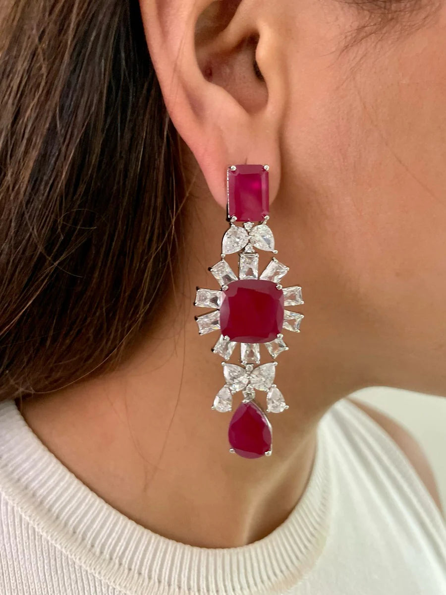 Maharani Ruby Kate Diamond & 5 Layer Ruby Duo Necklace Set — detail view — Prerto
