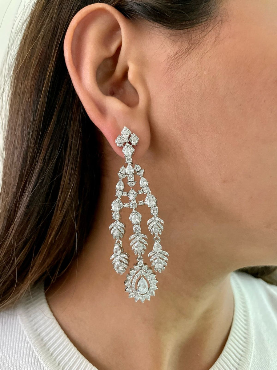 Corpse 4 Layer Silver Finish Diamond Necklace Set