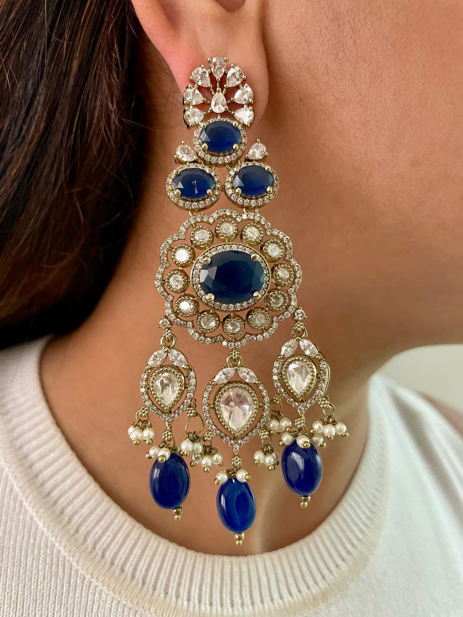Maharani Emerald Meena Kundan珍珠项链（耳环和项链）
