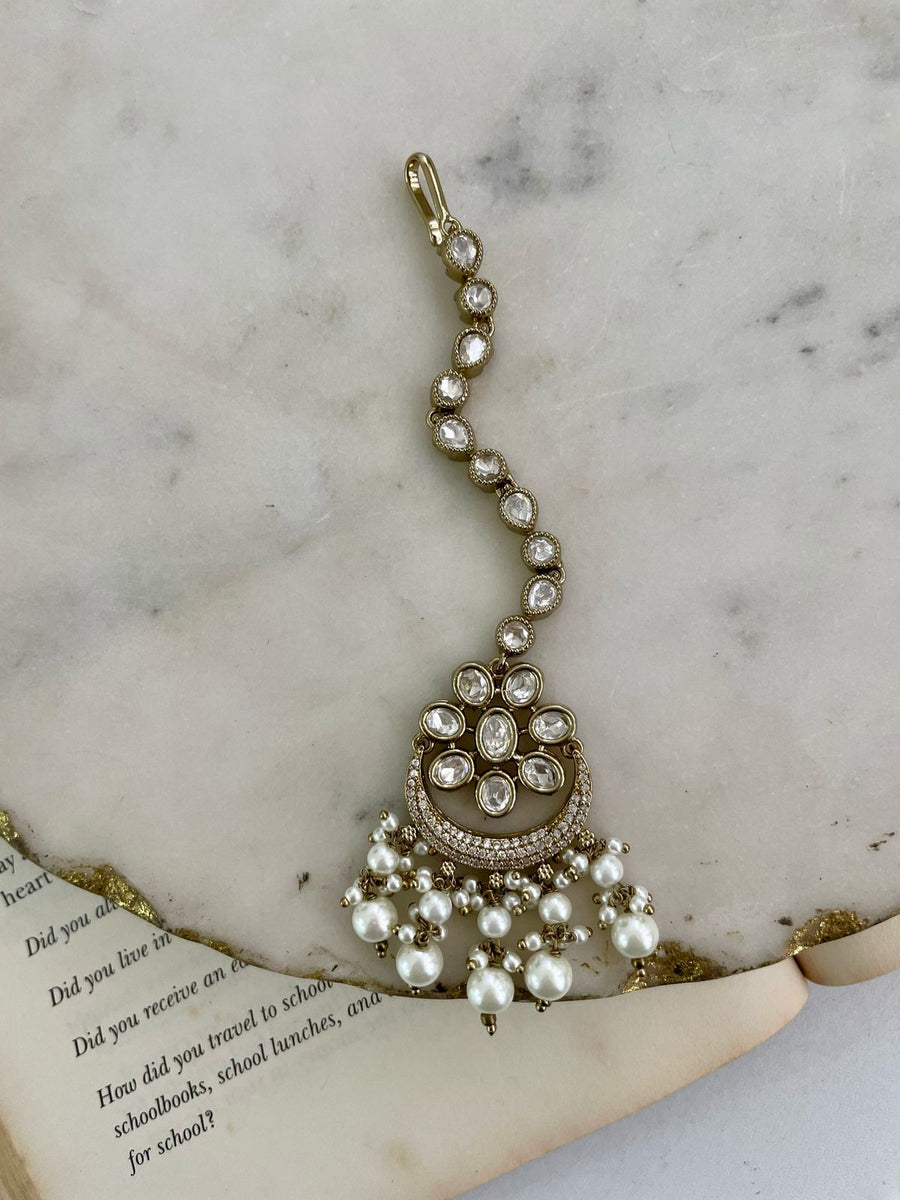 Adoor Ruby Meena Dimonte Pearl Drop Hasdi Collier (collier et boucles d'oreilles)