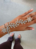 Two Tone Two Flowers Diamond Haath Phool Hand Harness by Prerto — Indian bridal
